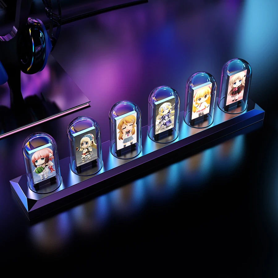 Nixie Tube Clock LED Glows IPS Color Screen