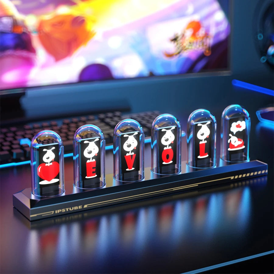 Nixie Tube Clock LED Glows IPS Color Screen
